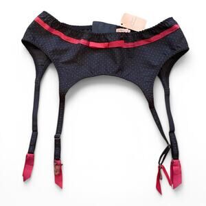 Agent Provocateur Brand New With Tags Blue Pink Polka Dot And Bow Garter Belt